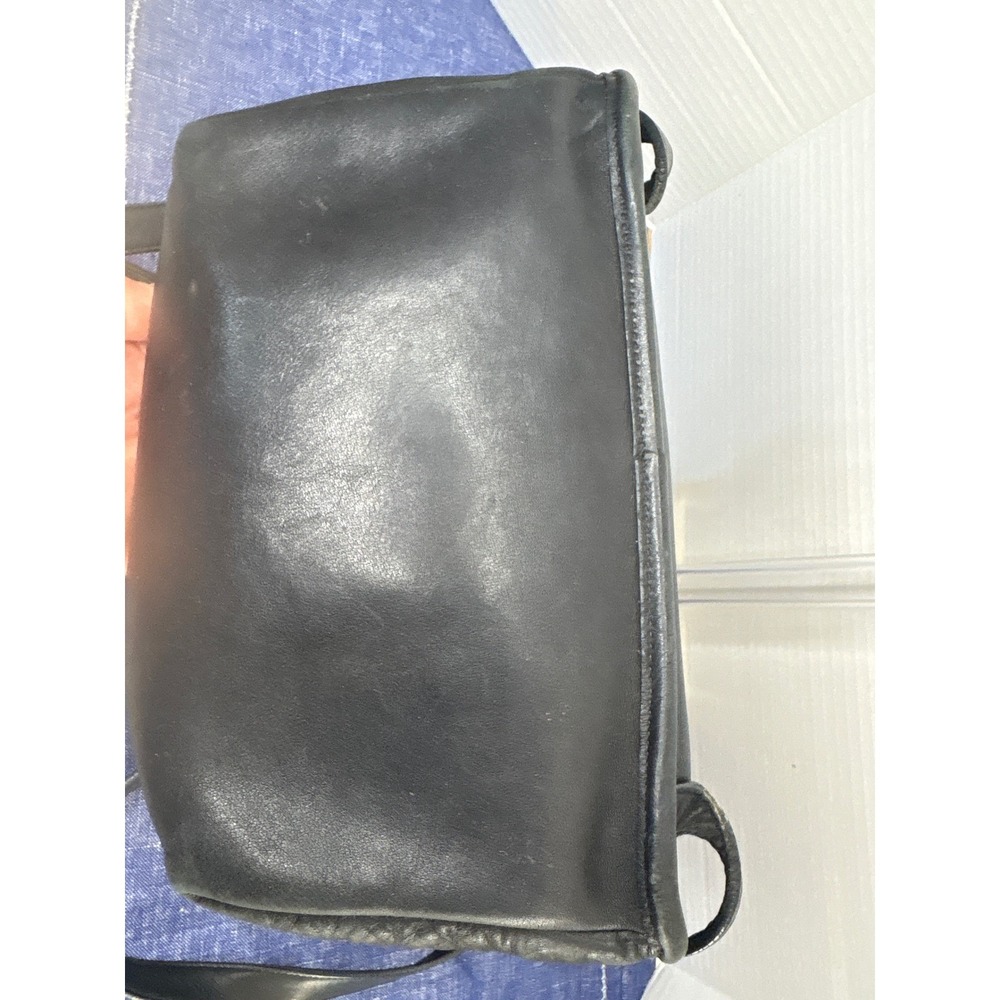 Coach Vintage Black Leather Backpack Turnlock Drawstring Small Bag 9960 - Picture 6 of 12